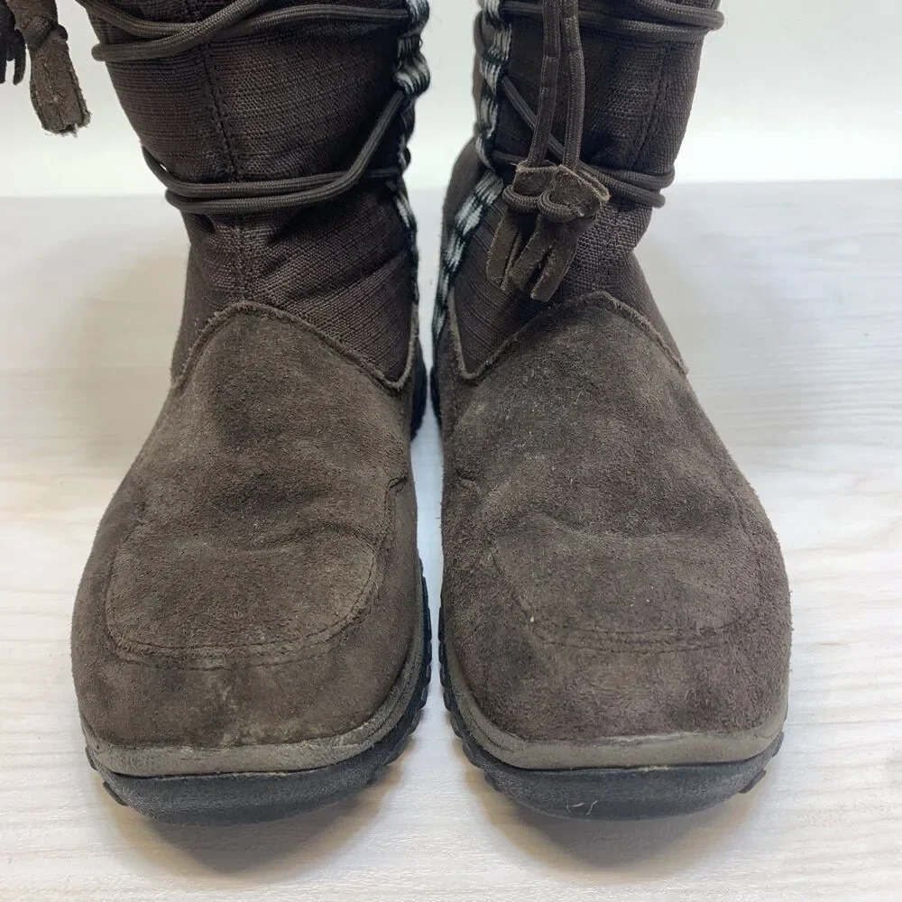 Baffin AMAK 4710-W001 Brown Suede Leather Faux‎ Fur Mid Calf Snow Boots Size 8